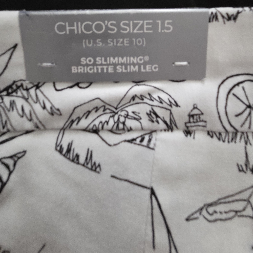 NWT Chico's So Slimming Brigitte Sanibel Pompom Slim Crop Pants - Picture 5 of 8